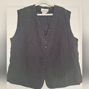 Fiorella Rubino black silk‎ embroidered Vest size M